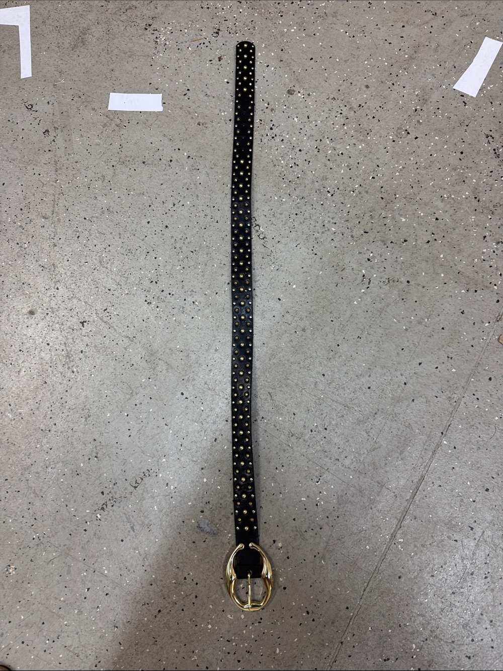 Free People Black leather Studded Belt with Gold hardware/Buckle